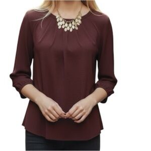 Loft burgundy long sleeve top